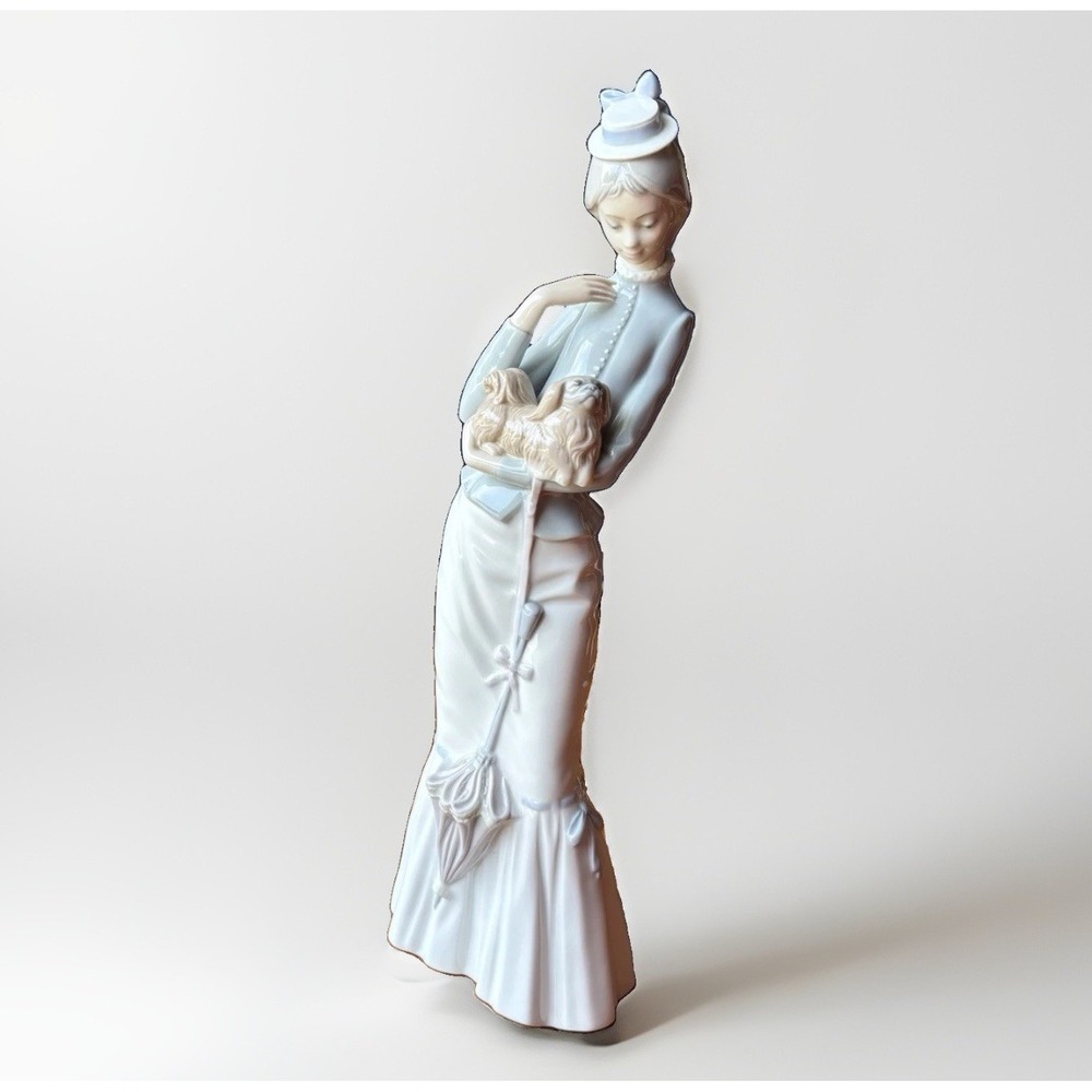 Lladro Traveling Companions 6753 Porcelain Figurine Lady Dog Parasol Vintage 70s